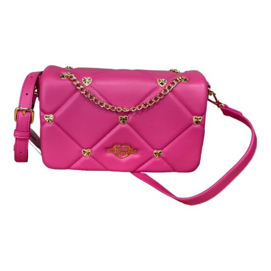 Immagine di LOVE MOSCHINO BORSA da SPALLA CHIUSA con PATTA + tracolla applicaz CUORI JC4186