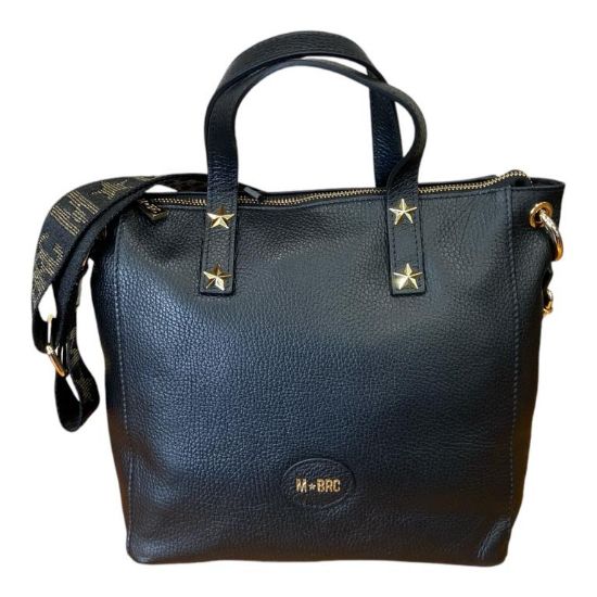 Immagine di MBRC borsa donna shopper Media da braccio con tracolla / Made Italy NERO T195