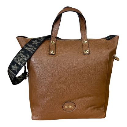 Immagine di MBRC borsa donna shopper Grande da braccio con tracolla / Made Italy CUOIO T194