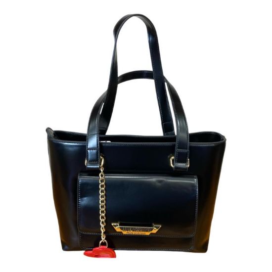 Immagine di LOVE MOSCHINO BORSA DONNA SHOPPER da spalla SPAZZOLATO NERO LUCIDO JC4141