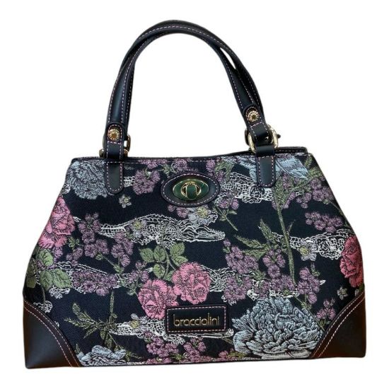 Immagine di BRACCIALINI Graziella Borsa Shopper da braccio cn tracolla FIORI RICAMATI B17880