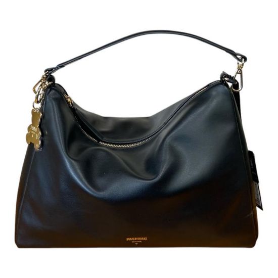 Immagine di Pash Bag BORSA DONNA SACCA Media DA SPALLA con tracolla lunga inclusa NER GWENDA