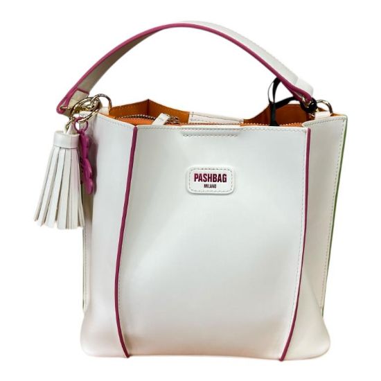Immagine di Pash Bag Borsa Sacca Secchiello da spalla con tracolla e divisori Bianco STAN