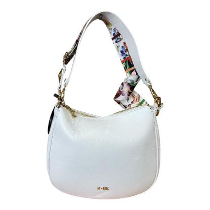 Immagine di MBRC borsa sacca Media da spalla in pelle di vitello 2 tracolle Bianco C081