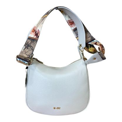 Immagine di MBRC borsa sacca Media da spalla in pelle di vitello 2 tracolle Beige C081