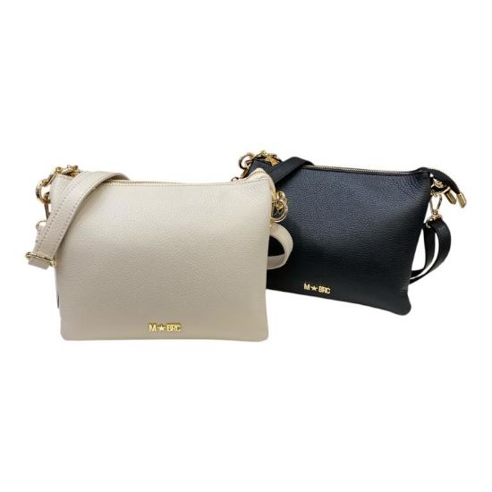 Immagine di MBRC Borsa donna tracollina IN PELLE / da spalla con 3 divisori interni C162