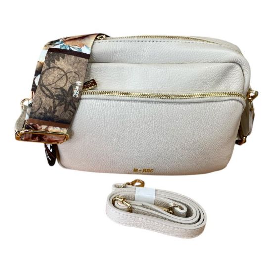 Immagine di M BRC Borsa in pelle di vitello 2 tracolle tasche organizzate Made Italy C123
