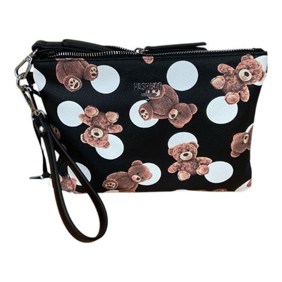 Immagine di PASH BAG BORSA DONNA CLUTCH POCHETTE PIATTA DA POLSO CON TRACOLLA ORSO SOPHIE
