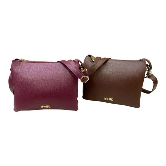 Immagine di MBRC Borsa donna tracollina IN PELLE / da spalla con 3 divisori interni G161