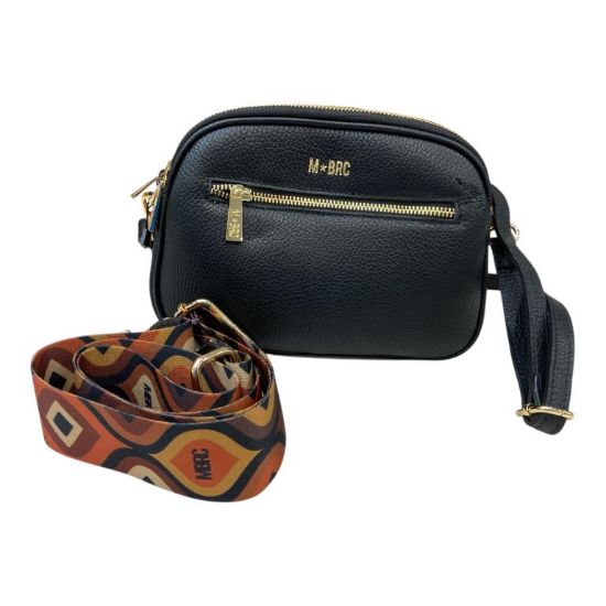 Immagine di MBRC Borsa donna Piccola tracollina da spalla 3 divisori / pelle Made Italy G118