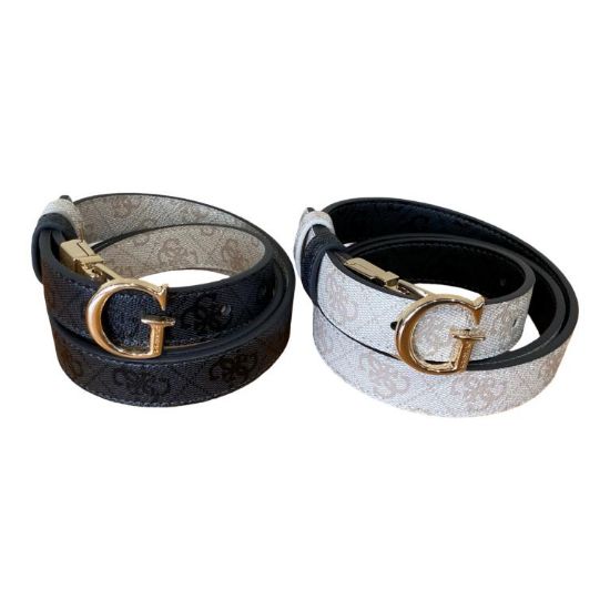 Immagine di GUESS CINTURA donna sottile REVERSE 2,4 cm Nero / Latte BW9456