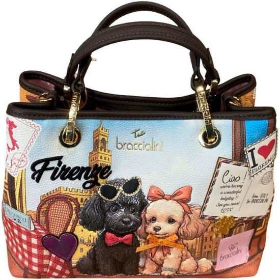 Immagine di BRACCIALINI Firenze Borsa Shopper da braccio con tracolla CANI DOG LOVE B19161
