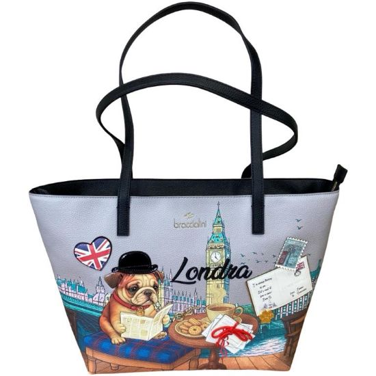 Immagine di BRACCIALINI Borsa Donna Shopper grande da spalla Londra Big Ban DOG B19164