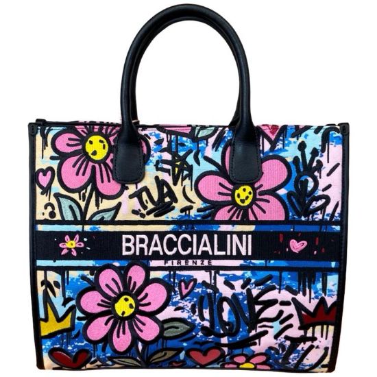 Immagine di BRACCIALINI Borsa Shopper Media da braccio Chiusa cn zip e tracolla FIORI B19290