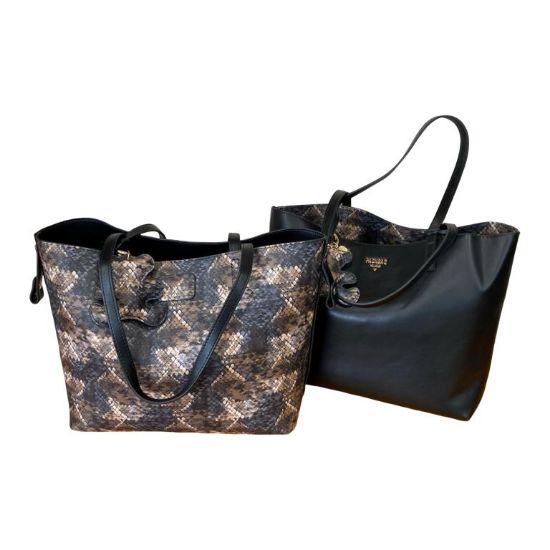Immagine di PASH BAG SHOPPER REVERS DA SPALLA + borsa pochette interna a tracolla Nero KATE